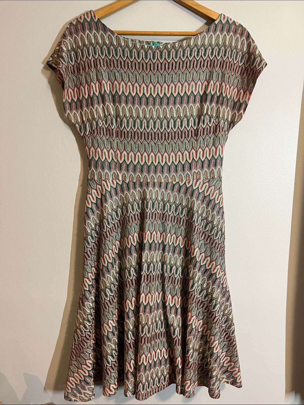 Evan Picone Pink & Green Fit-and-Flare Midi Dress